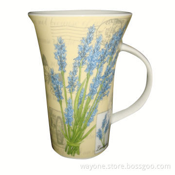 12oz Porcelain/Ceramic Mug with Eiffel Tower, Lavender Design, Available in Four Colors